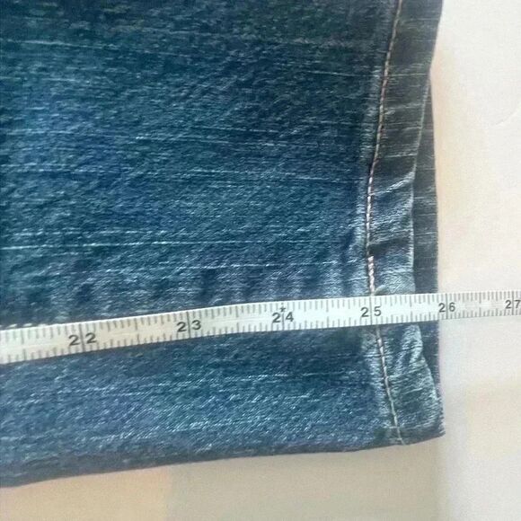 Y2K American Eagle Limited Blue Issue Cropped Jeans Women’s 2 Reg Pink Stitch - Picture 13 of 14